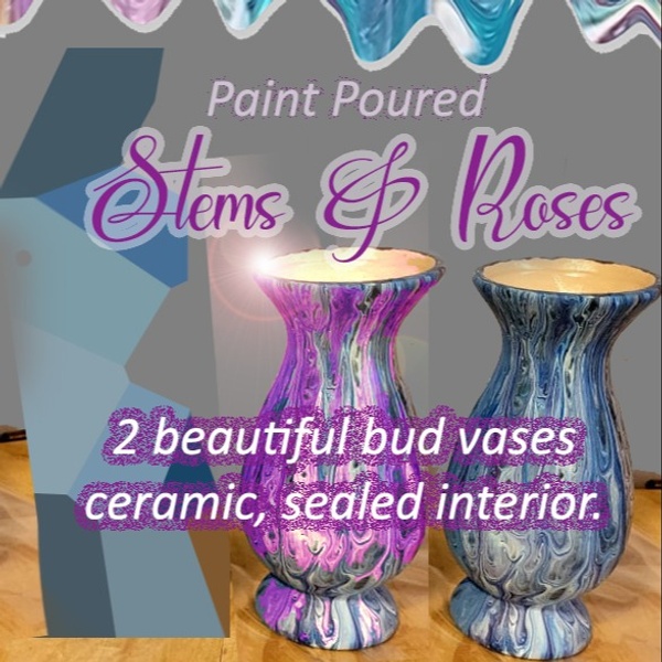 Stems & Roses - 2 ceramic bud vases