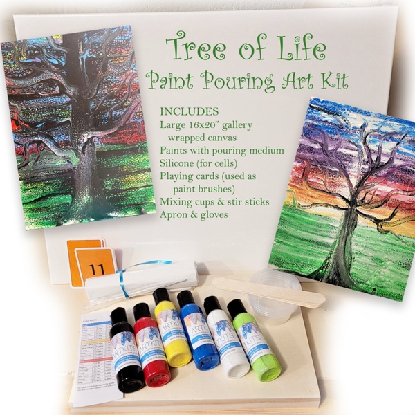 Tree of Life - Paint Pouring on Large Canvas Made EASY!