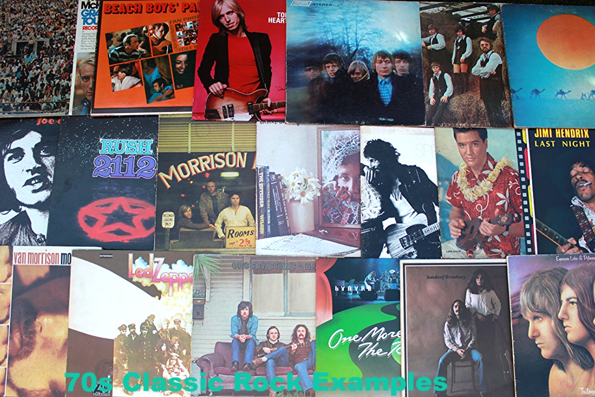 Sample of types of 1970s era classic rock box option.  These are just examples, not the exact records that you would receive.