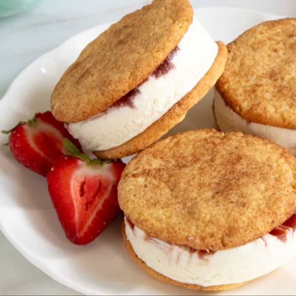 August 2024 - Snickerdoodle Strawberry Cheesecake Ice Cream Sandwiches SOLD OUT