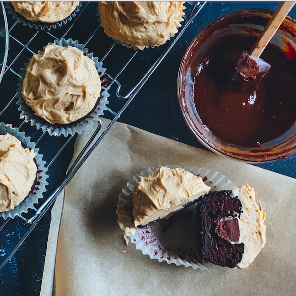 August Box: Peanut Butter Chocolate Ganache Cupcakes