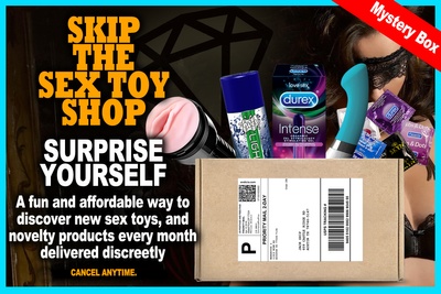 A Mystery Pleasure subscription box sex toys, lubrication and condoms.