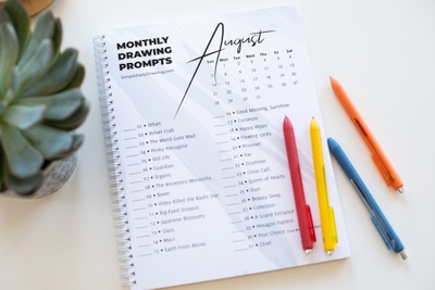 MONTHLY SKETCHPAD WITH DAILY DRAWING PROMPTS - Now Shipping August Photo 2