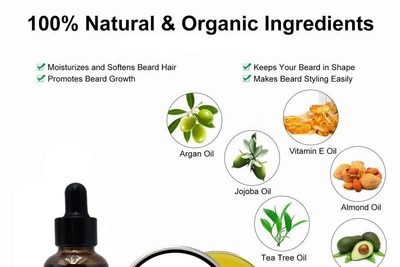 All Natural and Organic 6 in 1 Beard grooming care includes Oil|Balm|Wash|Brush|Comb| Scissor for men,father,boyfriend,husband,birthday gift Photo 2
