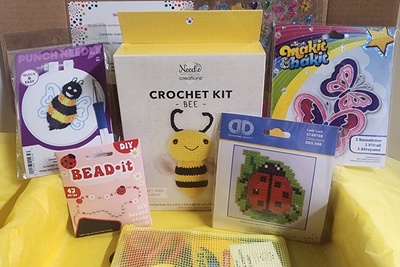 Craft n Stitch Subscription Boxes for teens are filled with at least one sewing kit & three variety craft kits, plus stickers, tools & more