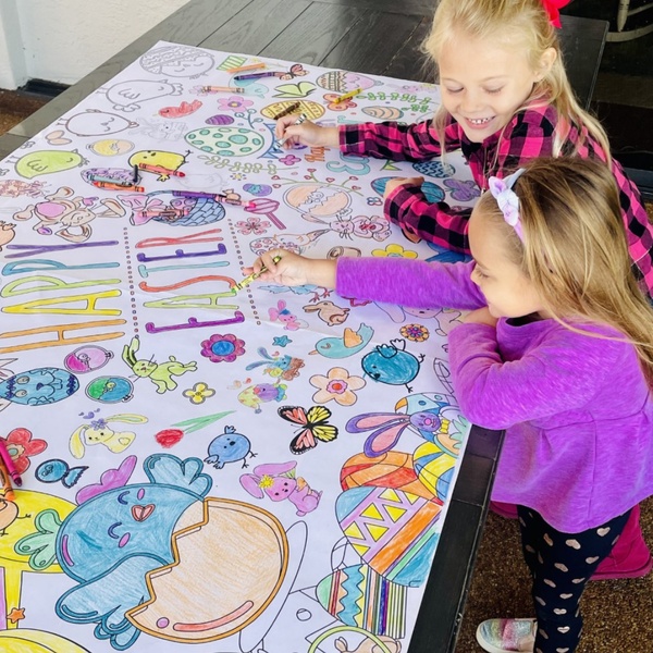 Easter Coloring Table Cover Collage