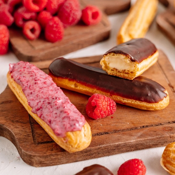 March 2022- Raspberry and Chocolate Eclairs