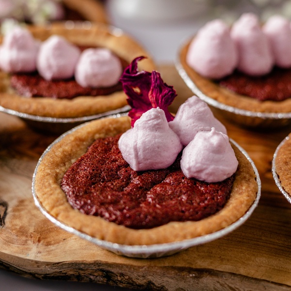 May 2023-Chocolate Chess Pie with Hibiscus Whipped Cream
