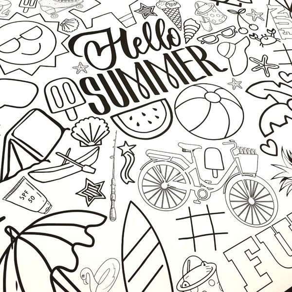 Summer Fun Coloring Table Cover Collage