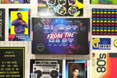 Blast From the Past is an 80s murder mystery game with escape room puzzles from The Deadbolt Mystery Society