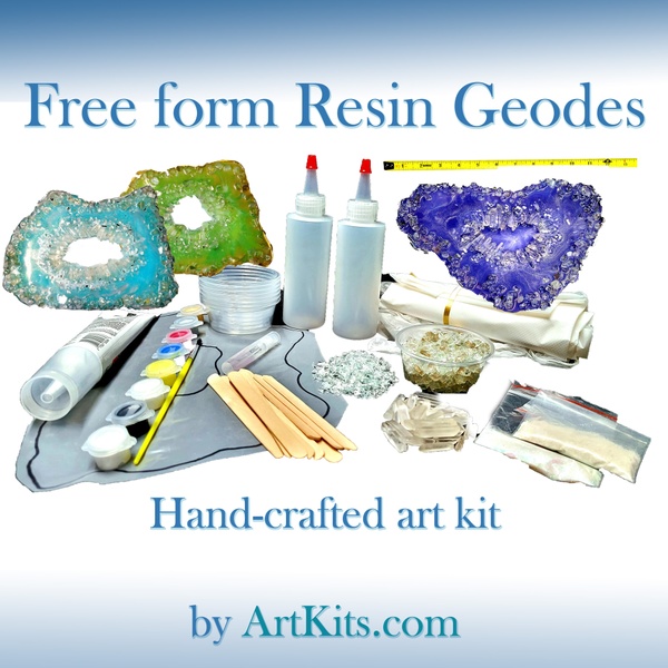 Free-form Resin Geodes with Healing Quartz Crystals