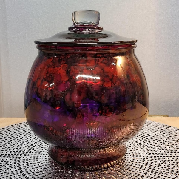 Handpainted Glass Cookie Jar