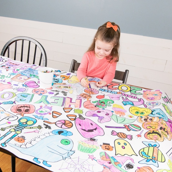 Halloween Coloring Table Cover Collage