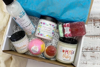 Deluxe Artisan Handcrafted  Self Care Spa Candle and Bath Box