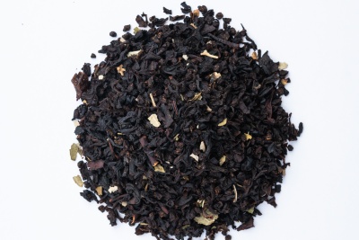 A small pile of dried tea leaves that come in a Free Your Tea subscription box.