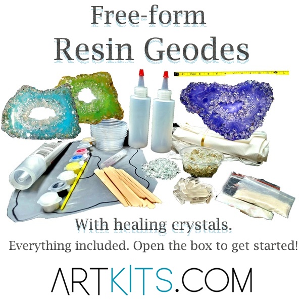 Free-form Resin Geodes with Healing Quartz Crystals