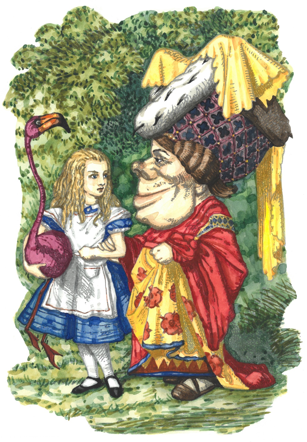Illustration av John Tenniel, färglagd av Olle Ekström. 