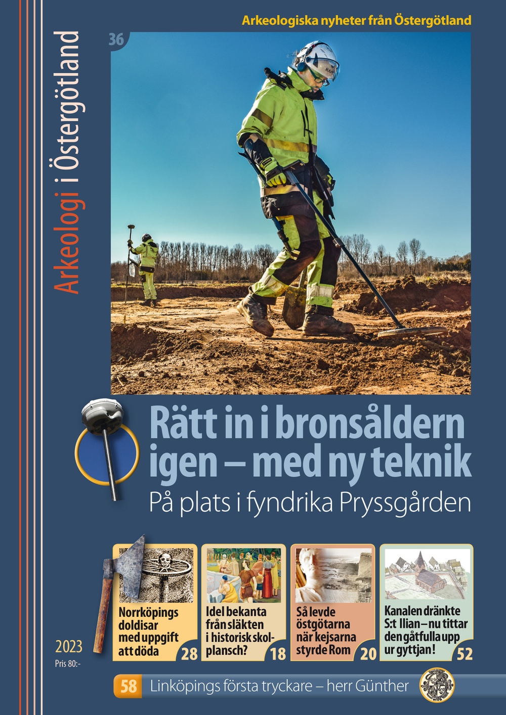 Omslaget till 2023 års nummer av tidskriften Arkeologi i Östergötland.