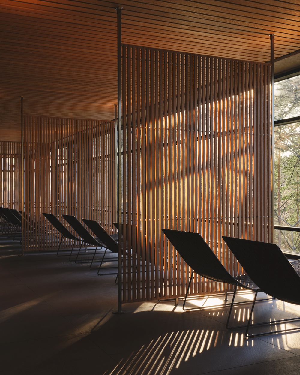 An architectural delight. Unwind and relax while looking at the pine trees surrounding Yasuragi. 