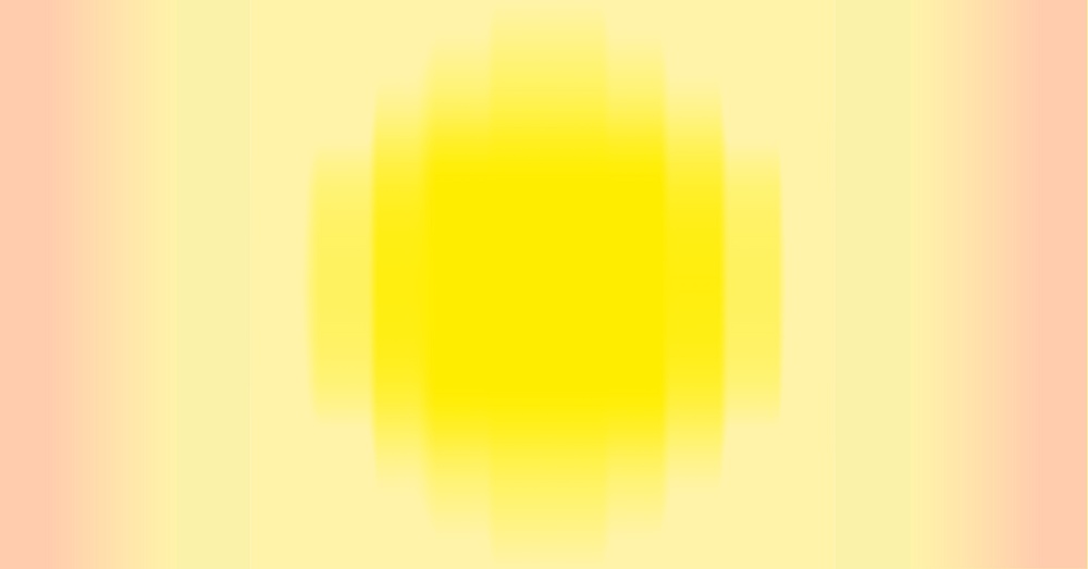 En rektangulär ruta med färgfällt i rosa som längre in i bilden övergår till gult. En gul sol i stora pixlar syns i centrum av rutan.