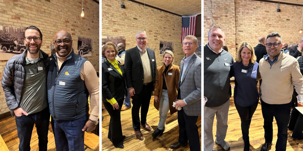 Team members of Gentex and guests from local government and community organizations pose during the Cheers to 50 Years event at Tripelroot Brewery on January 29