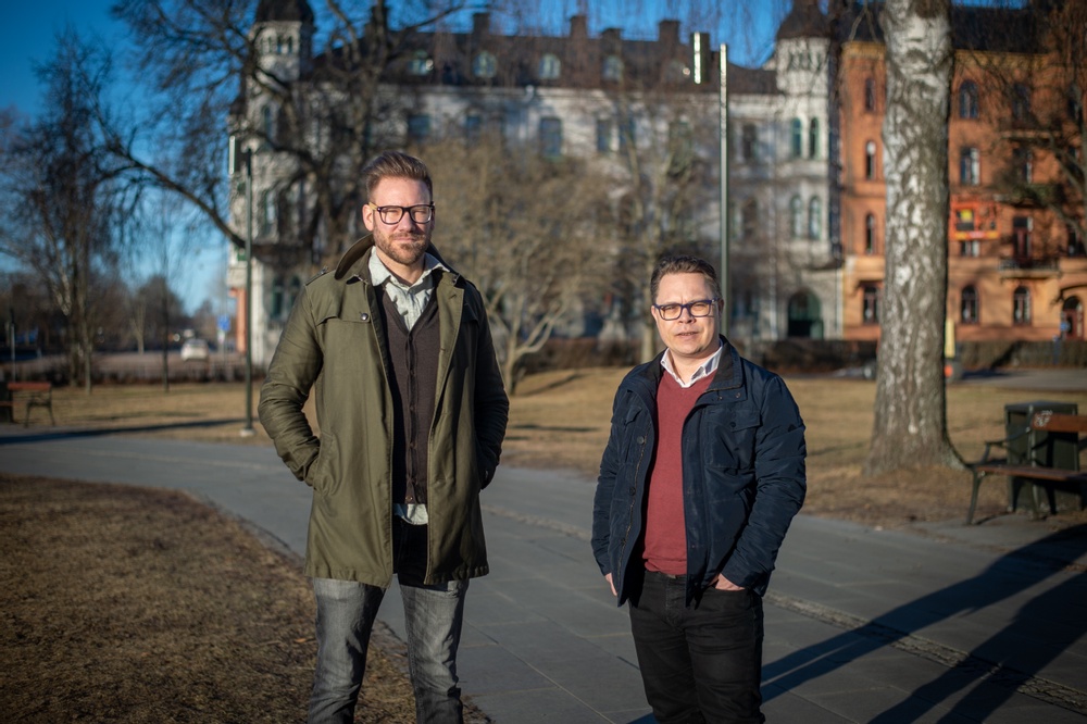 Stiftelsen Karlstadshus styrelseordförande Johan Lokander (t.h.) och wec360°'s Mattias von Corswant (t.v.).