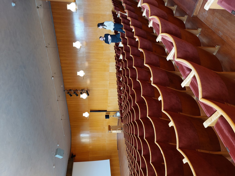 Wallenbergsalen på Östergötlands museum rymmer 250 sittande. Här ses museets Carola Sandgrim tillsammans med Andreas Törnqvist på Make The Scene.