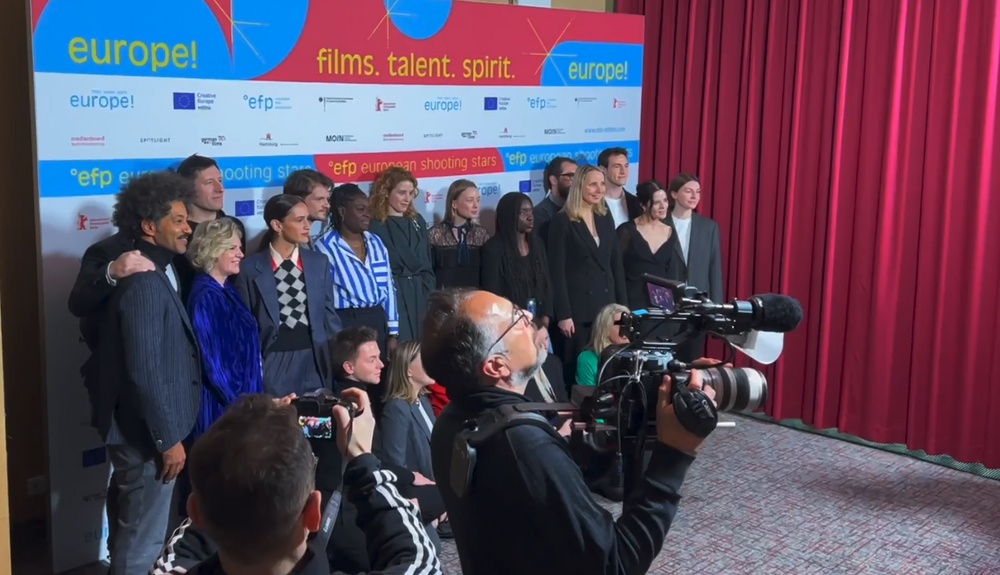 2024 års Shooting Stars vid pressträffen vid Berlin filmfestival. EFP.