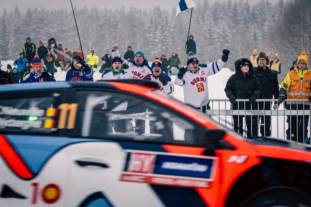 
"Finnish fans had a reason to cheer as Friday's stages concluded with Hyundai driver Esa-Pekka Lappi leading the pack."