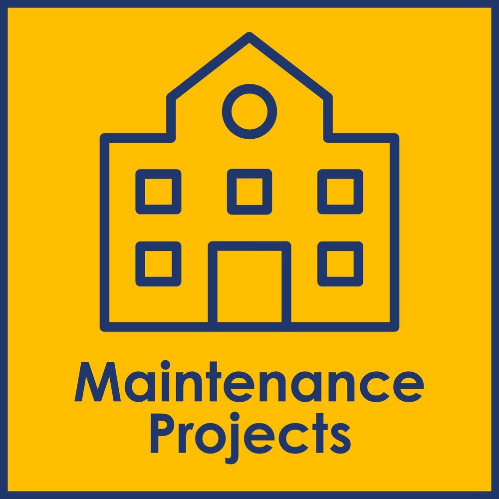 Image of a building with the words Maintenance projects on it.