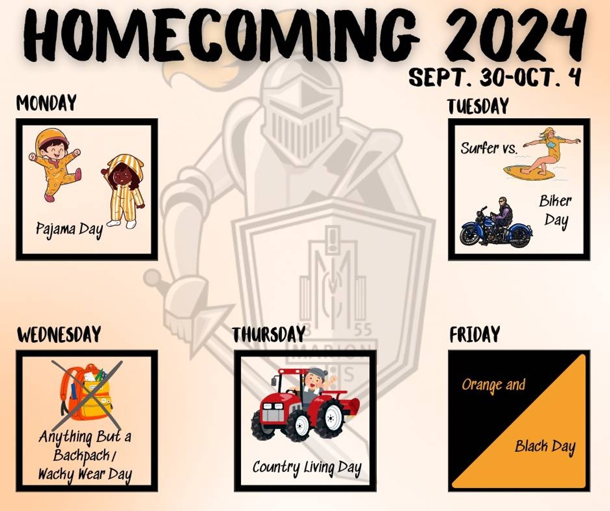 Graphic listing homecoming events