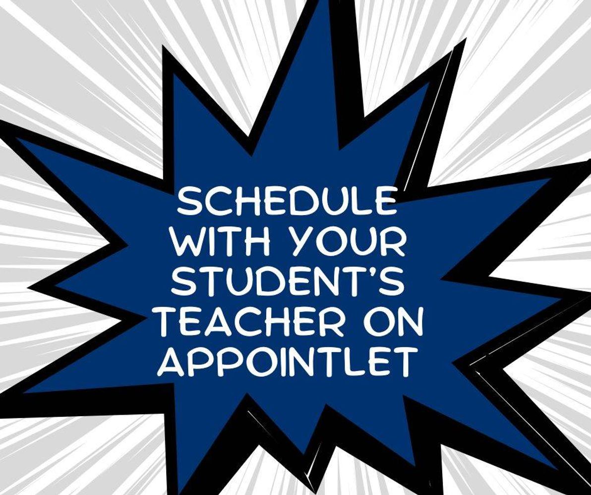 Star burst with message about scheduling parent teacher conferences.