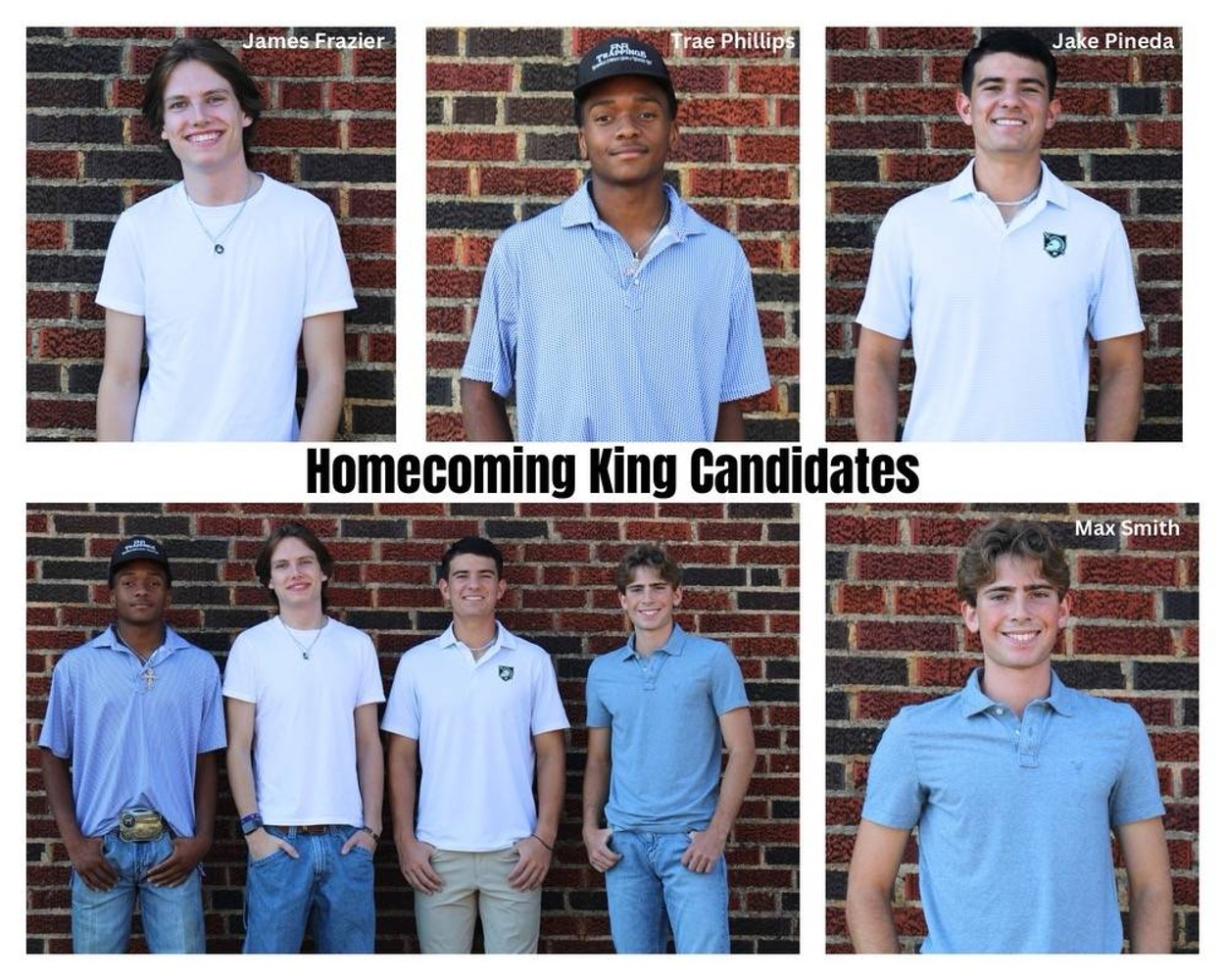 Graphic of a group of boys standing in front of a brick wall with individual pictures of the boys above and to the right.