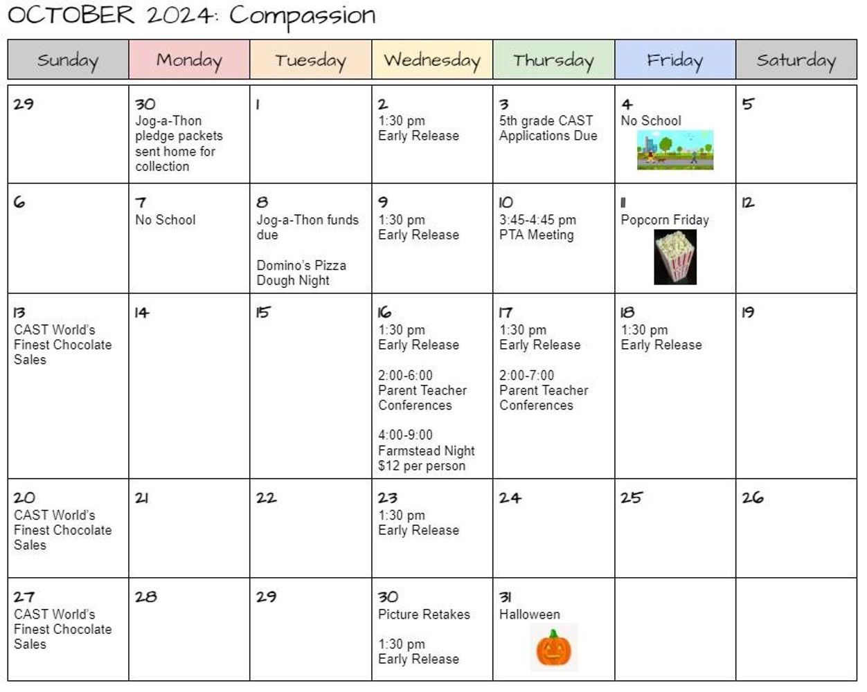 October family calendar