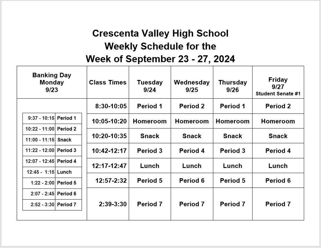 Weekly Schedule 9/23