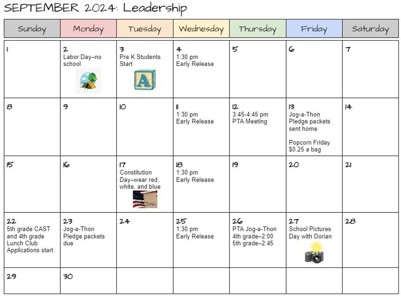 september family calendar