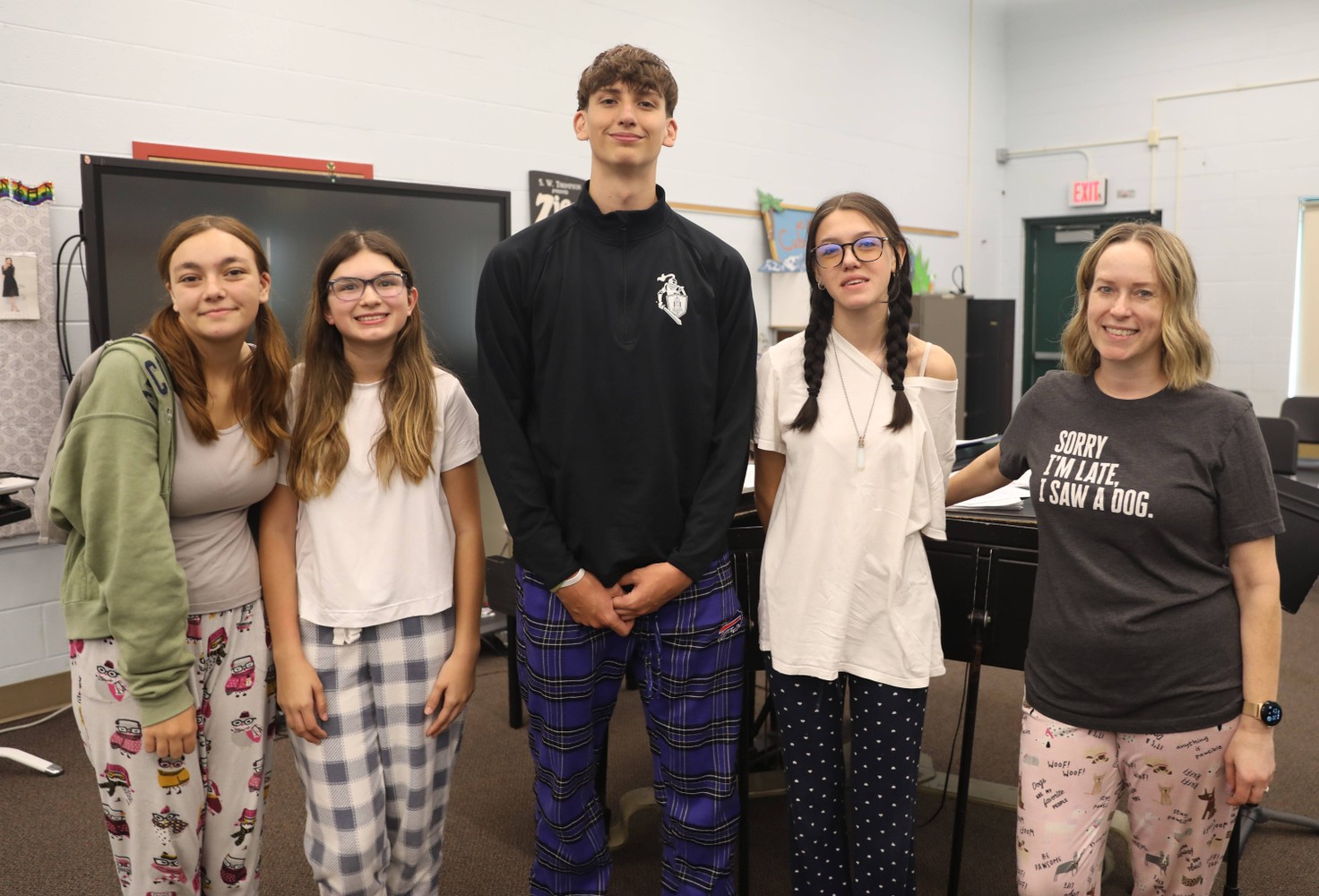 Students and staff wore pajamas to school on Monday