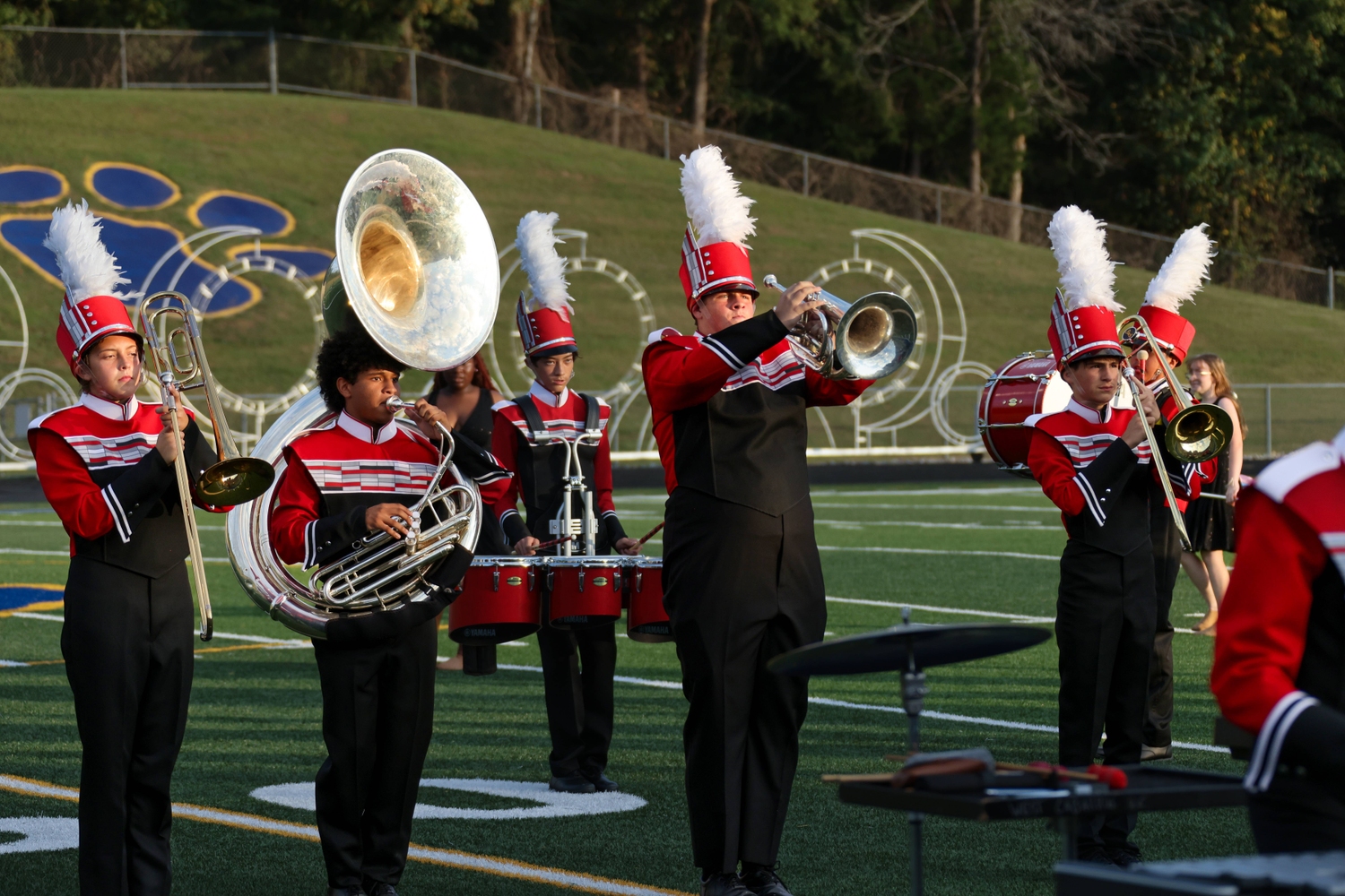 West Cabarrus marching band performing at the Cabarrus Showcase of Bands.