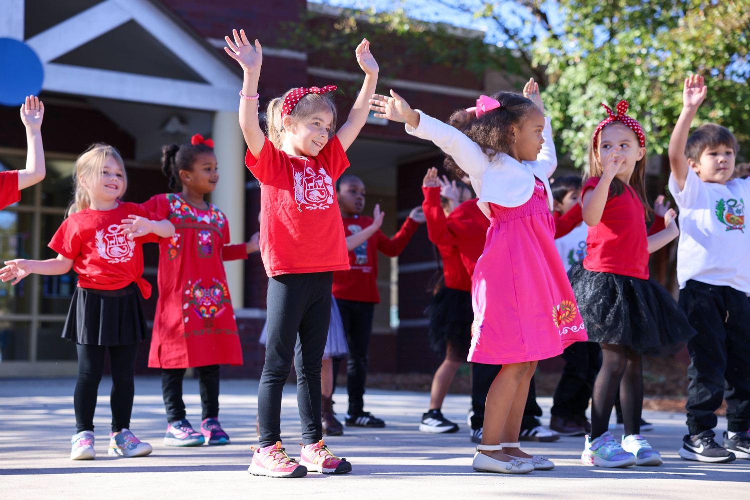 Students participating in W.M. Irvin Elementary's Hispanic heritage celebration.