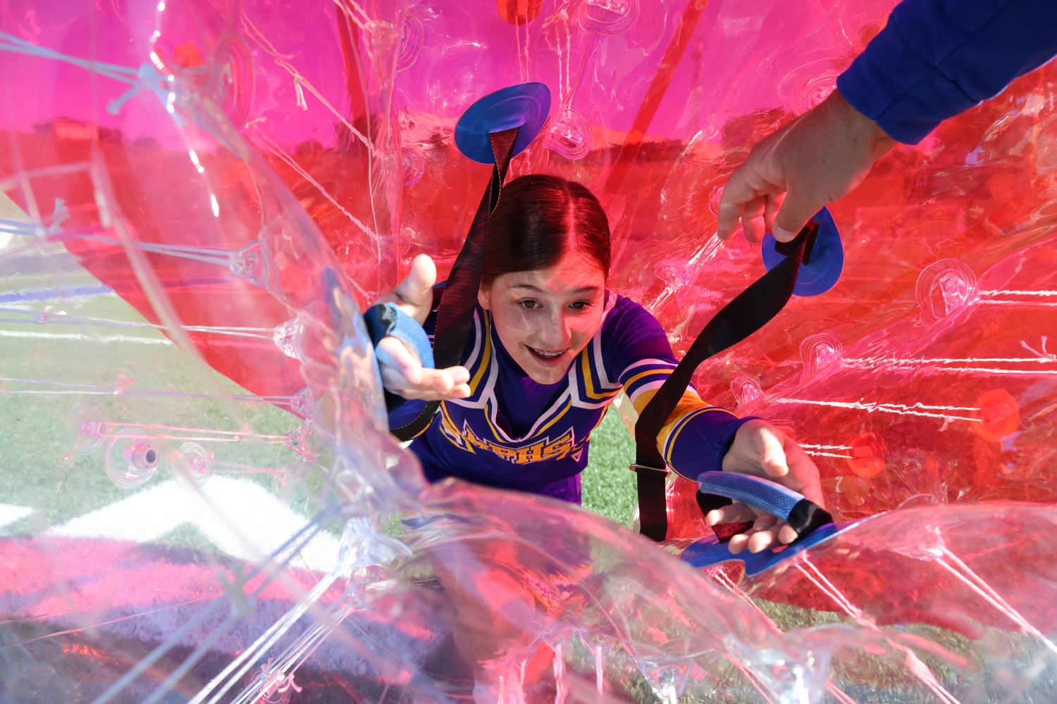 Mt. Pleasant High School cheerleader at pep rally.