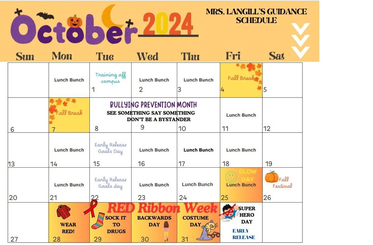 Langill October Calendar