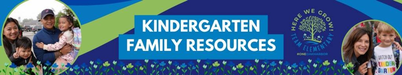 kindergarten family resources banner with images of a family and superintendent with a kindergarten student