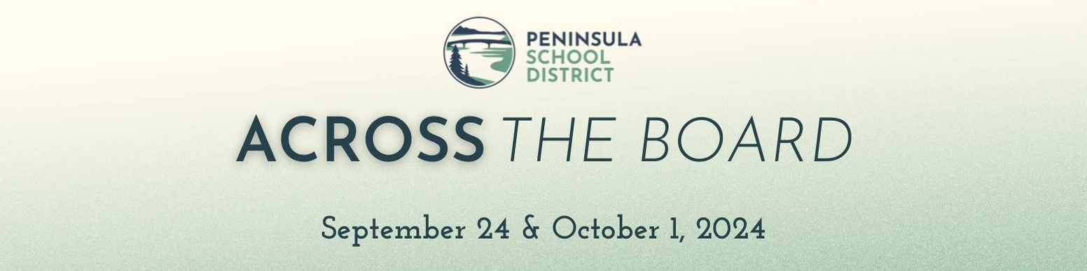 A graphic with a gradient green background, with the PSD logo that says "Across the Board September 24 & Oct. 1, 2024"