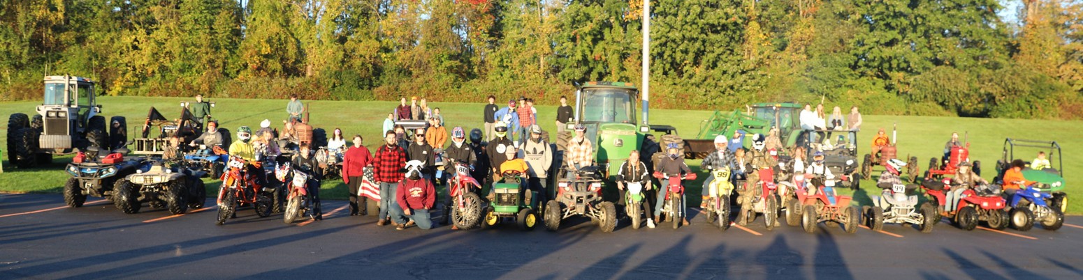 Many students drove tractors to school for Country Living Day