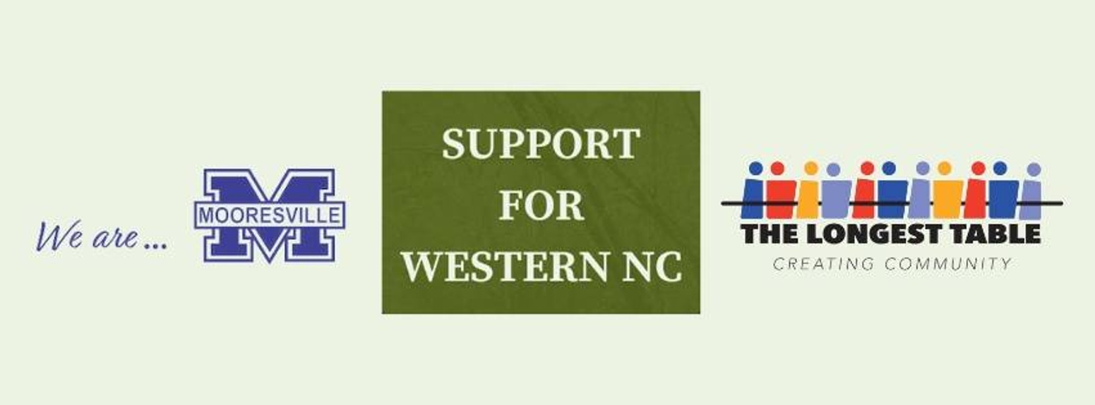 MGSD logo and Longest Table logo on either side of the words Support for Westernn NC