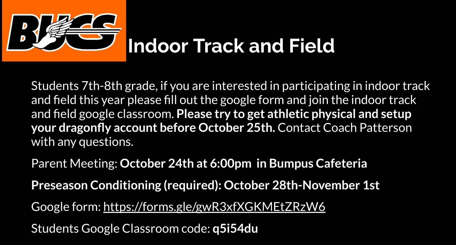 Indoor Track and Field infor