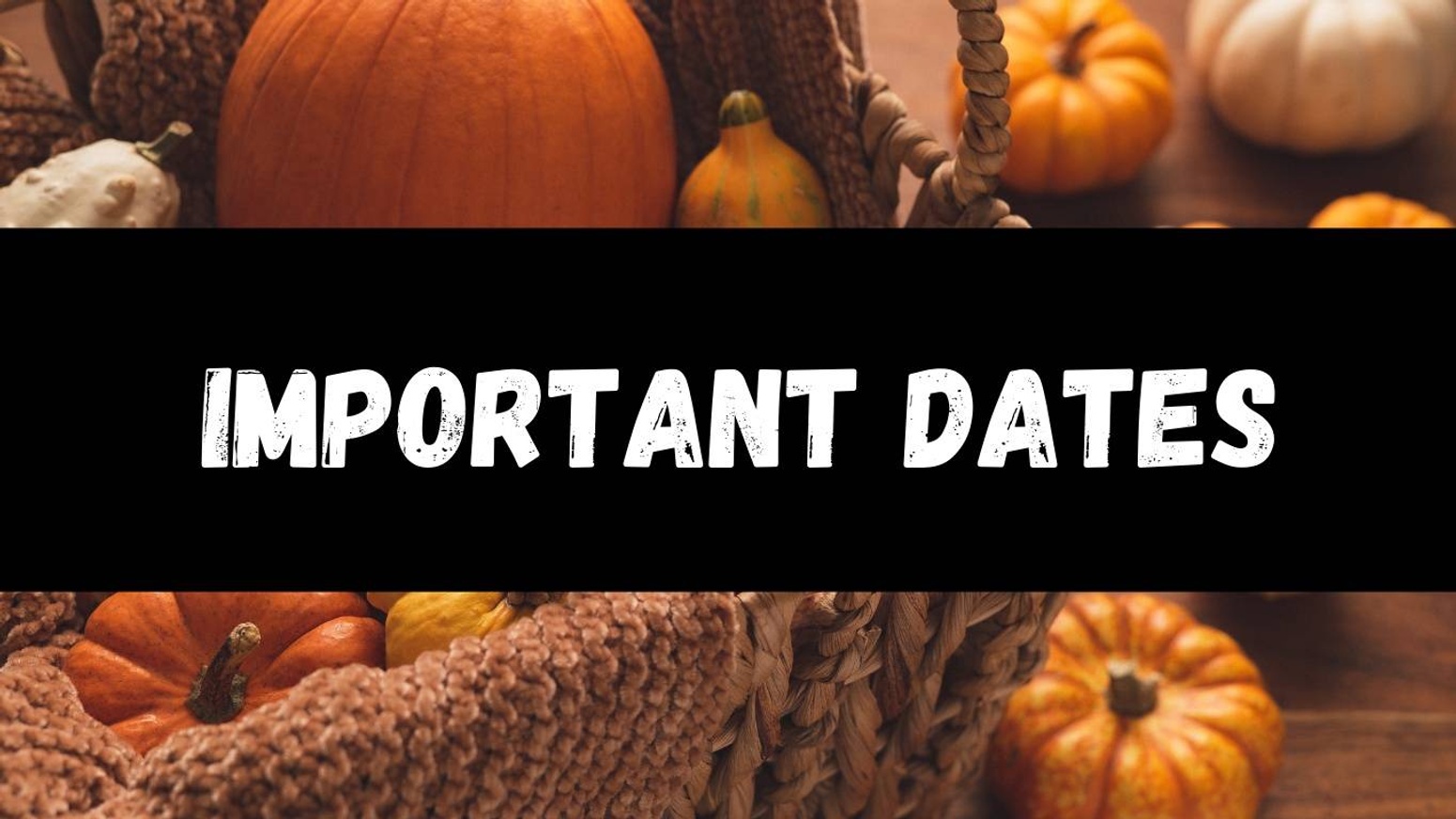 Pumpkin background stating Important DAtes