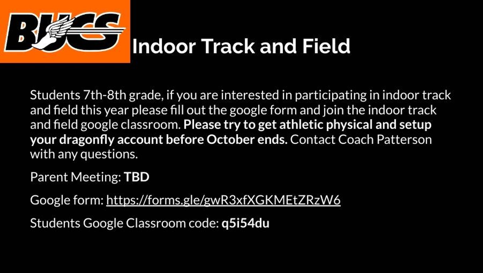 Indoor Track and Field infor