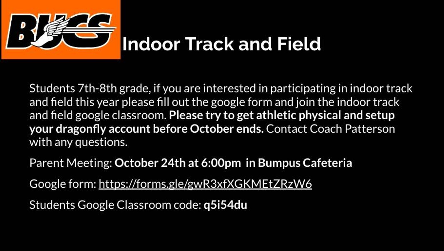 Indoor Track and Field infor