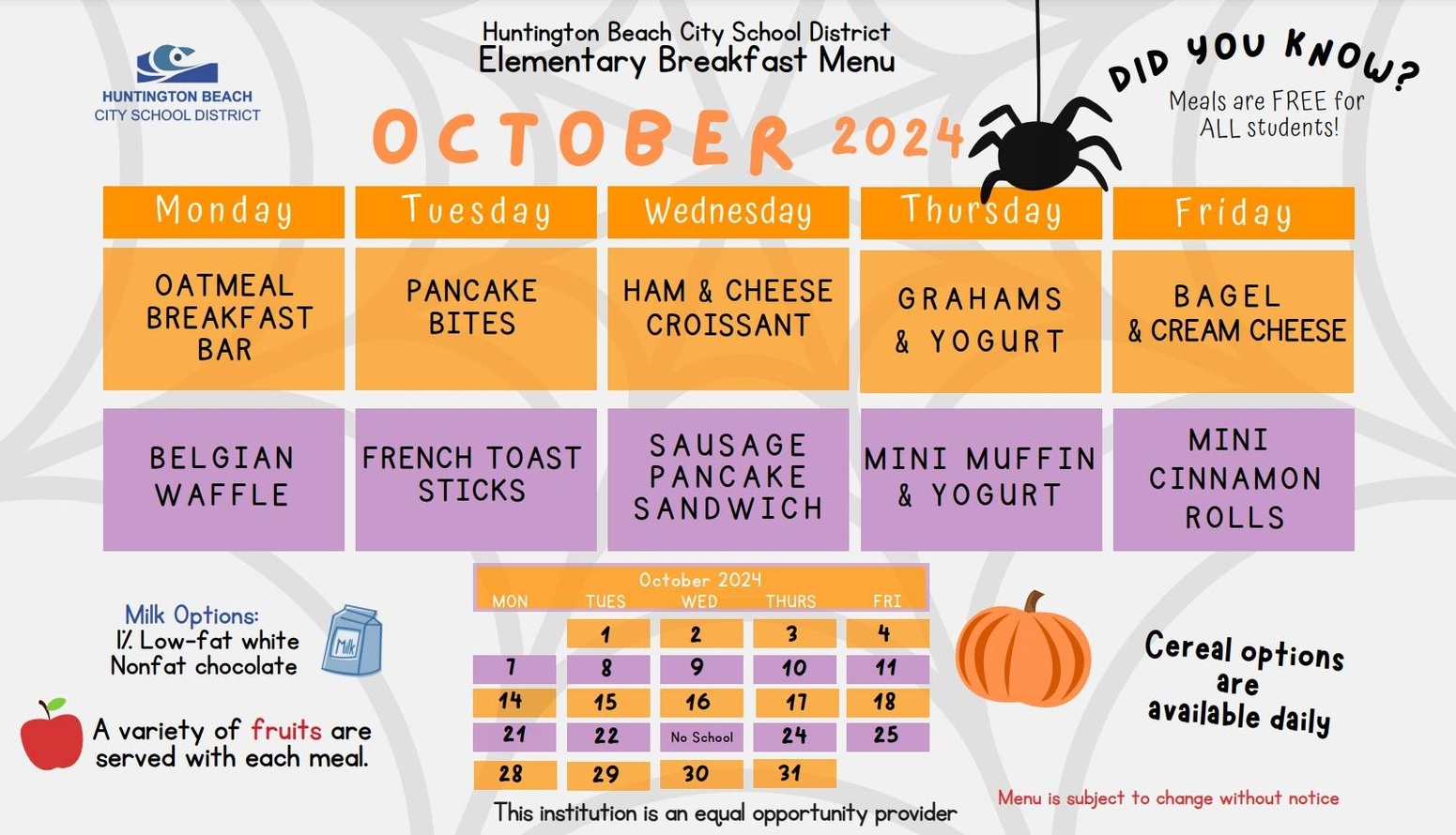 2024 HBCSD Breakfast Menu